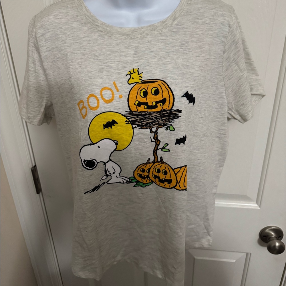 Halloween Peanuts Snoopy Boo Woodstock Pumpkin T-Shirt Large Funny Top NWT NEW